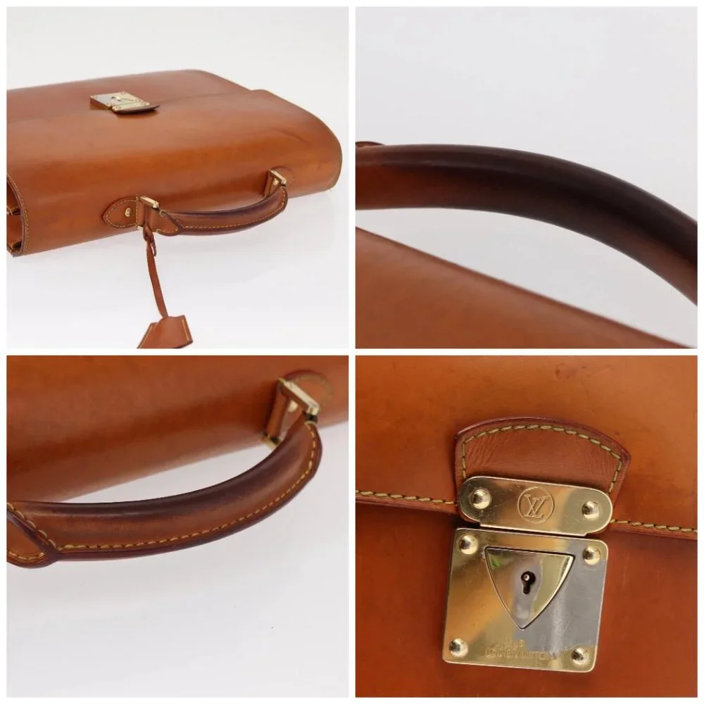 LOUIS VUITTON Nomad Leather Robust 1 Business Bag Beige M85390 LV Auth 153647